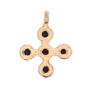 Mini dije cruz 9x7 mm con óxido de óxido de zirconio 1.7 mm - Dorado con oro fino - Noir x1