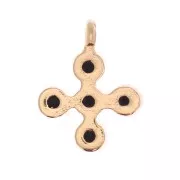 Mini dije cruz 9x7 mm con óxido de óxido de zirconio 1.7 mm - Dorado con oro fino - Noir x1