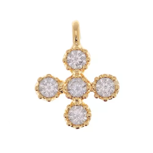 Mini dije cruz 9x7 mm con óxido de óxido de zirconio 1.7 mm - Dorado con oro fino - Crystal x1