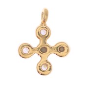 Mini dije cruz 9x7 mm con óxido de óxido de zirconio 1.7 mm - Dorado con oro fino - Crystal x1