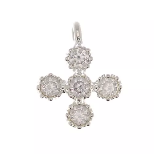 Mini dije cruz 9x7 mm con óxido de óxido de zirconio 1.7 mm - Placage Argent fin - Crystal x1
