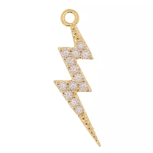 Colgante 19x7 mm avec óxido de zirconio - Dorado con oro fino - Crystal x1