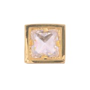 Colgante cuadrado con un óxido de zirconio de 6 mm - Dorado con oro fino - Crystal x1