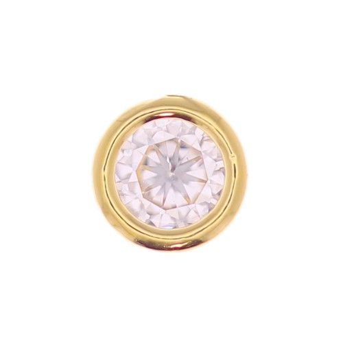 Colgante redondo con un óxido de zirconio de 5 mm - Dorado con oro fino - Crystal x1