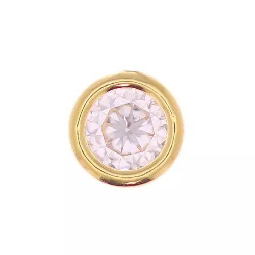 Colgante redondo con un óxido de zirconio de 5 mm - Dorado con oro fino - Crystal x1