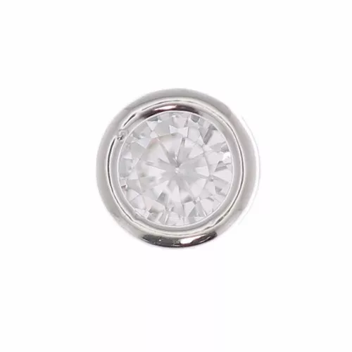 Colgante redondo con un óxido de zirconio de 5 mm - Chapado de plata fina - Crystal x1