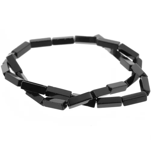 Cuentas tubos de piedra gema 13x4 mm - Agate noire x40cm