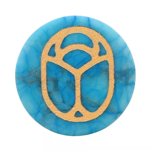 Cabuchón redondo plano 20 mmscarabée gravé exclu Perles & Co imitation Turquoise - Do
