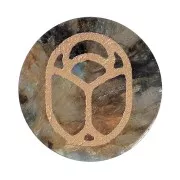 Cabuchón redondo plano 20 mm - scarabée gravé exclu Perles & Co - Labradorite - Doré