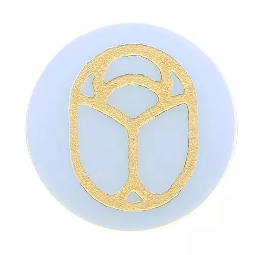 Cabuchón redondo plano 20 mm - scarabée gravé exclu Perles&Co - Opalite - Doré x1