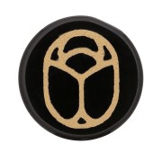 Cabuchón redondo plano 15 mm - escarabajo grabado exclu Perles & Co - Agate negro - Doré x1|raw }}