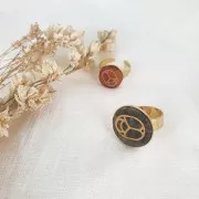 Cabuchón redondo plano 15 mm - escarabajo grabado exclu Perles & Co - Cornaline - Doré x1