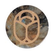 Cabuchón redondo plano 15 mm - escarabajo grabado exclu Perles & Co - Labradorite - Doré|raw }}