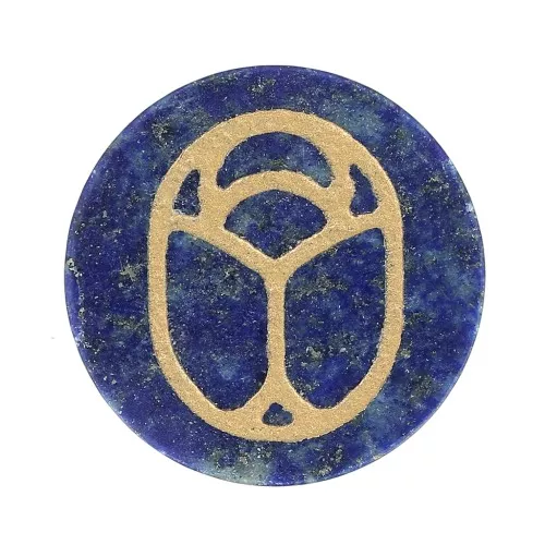 Cabuchón redondo plano 15 mm - escarabajo grabado exclu Perles & Co - Lapis lazuli - Doré