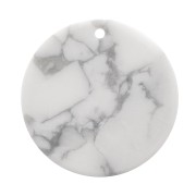 Colgante redondo plano 25 mm de piedra gema - Howlite x1|raw }}