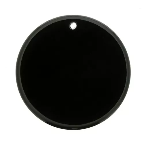 Colgante redondo plano 25 mm de piedra gema - Onyx noir x1