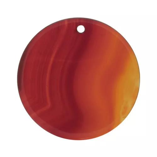 Colgante redondo plano 25 mm de piedra gema - Cornaline x1