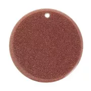 Colgante redondo plano 25 mm pierre gemme Gold Stone - Imitation Pierre de soleil x1