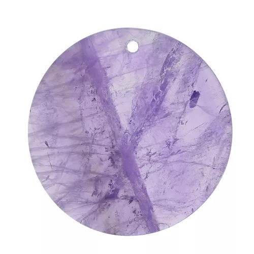 Colgante redondo plano 25 mm de piedra gema - Amethyste x1