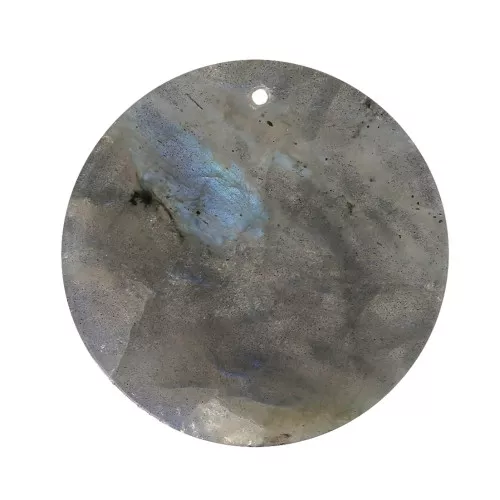 Colgante redondo plano 25 mm de piedra gema - Labradorite x1