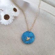 Colgante redondo plano 25 mm de piedra gema - Labradorite x1