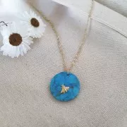 Colgante redondo plano 25 mm de piedra gema - Lapis lazuli x1