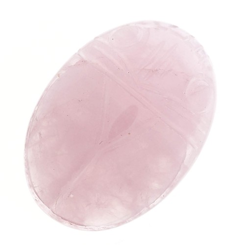 Cabuchón ovalado grabado escarabajo 25x18 mm de piedra gema - Quartz rose x1