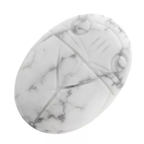 Cabuchón ovalado grabado escarabajo 25x18 mm de piedra gema - Howlite x1