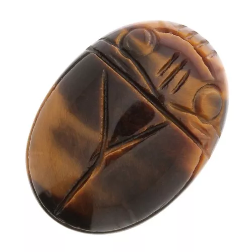 Cabuchón ovalado grabado escarabajo 25x18 mm de piedra gema - Oeil de tigre x1