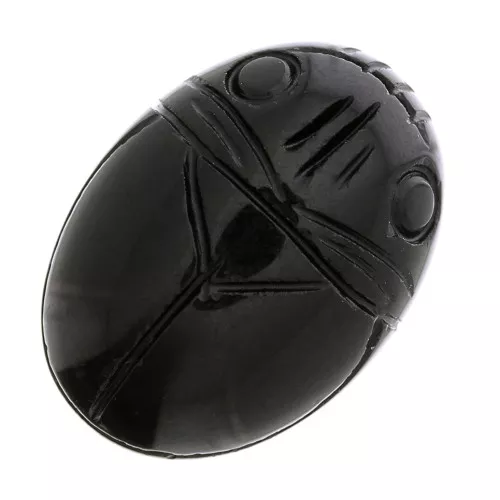 Cabuchón ovalado grabado escarabajo 25x18 mm de piedra gema - Agate negro x1