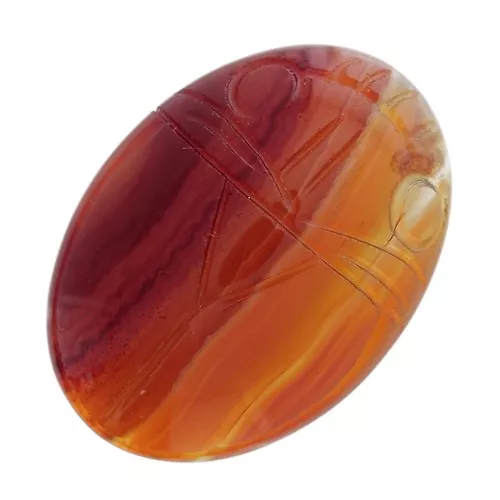 Cabuchón ovalado grabado escarabajo 25x18 mm de piedra gema - Cornaline x1