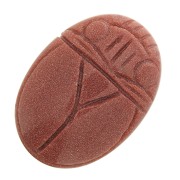 Cabuchón ovalado grabado escarabajo25x18mm Gold Stone - Imitation Pierre de soleil x1