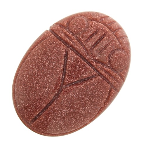 Cabuchón ovalado grabado escarabajo25x18mm Gold Stone - Imitation Pierre de soleil x1