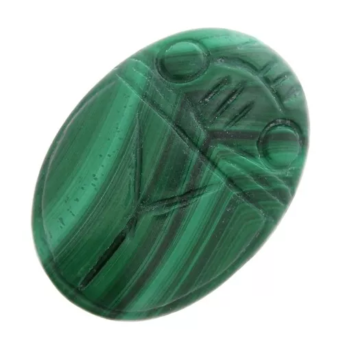 Cabuchón ovalado grabado escarabajo 25x18 mm de piedra gema - Malachite x1