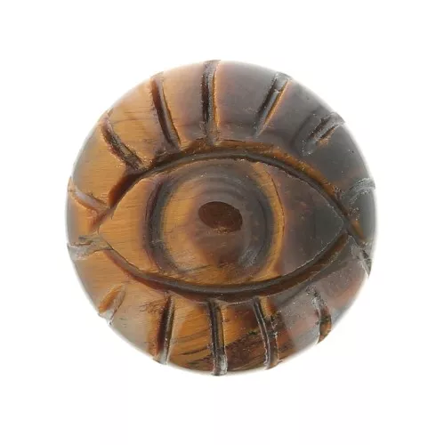 Cabuchón redondo grabado ojo 16 mm - de piedra gema - Oeil de tigre x1