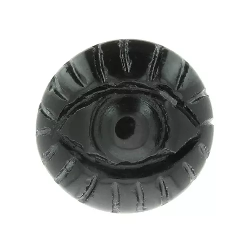 Cabuchón redondo grabado ojo 16 mm - de piedra gema - Agate negro x1