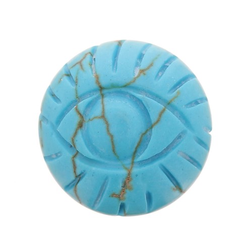 Cabuchón redondo grabado ojo 16 mm de piedra gema teintée - imitation Turquoise x1