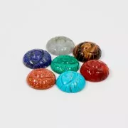 Cabuchón redondo grabado ojo 16 mm de piedra gema teintée - imitation Turquoise x1