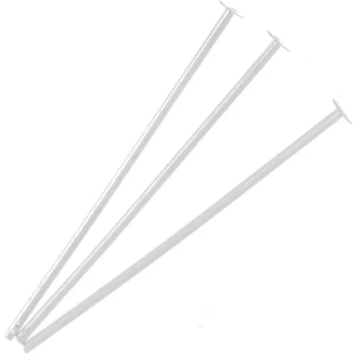 Bastón cabeza de alfiler 25x0,7 mm flexible plateado x1000