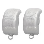 Pendientes de clip rectangulares abombados para orejas sin perforar, 23,5 x 12 mm, bronce blanco, 2 unidades