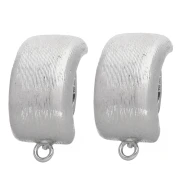 Pendientes de clip rectangulares abombados para orejas sin perforar, 23,5 x 12 mm, bronce blanco, 2 unidades