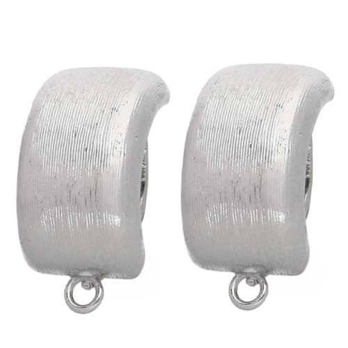 Pendientes de clip rectangulares abombados para orejas sin perforar, 23,5 x 12 mm, bronce blanco, 2 unidades