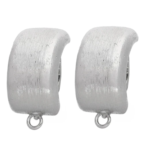 Pendientes de clip rectangulares abombados para orejas sin perforar, 23,5 x 12 mm, bronce blanco x2