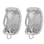 Pendientes de clip rectangulares abombados para orejas sin perforar, 23,5 x 12 mm, bronce blanco, 2 unidades
