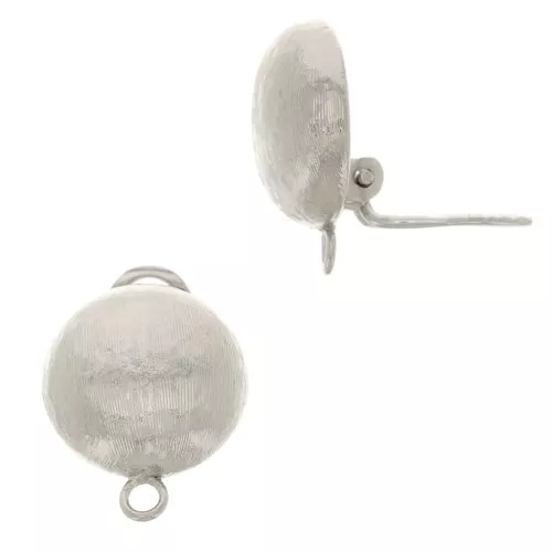 Ganchos media bola - ojeras a raya 22x16mm rodio x2