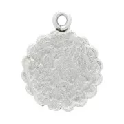 Dije redondo étnico 17x14 mm - estampado sol - Chapado Plateado envejecido