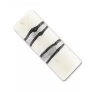 Cuentas cilíndricas decoradas, 25 x 9 mm, blancas a rayas x5