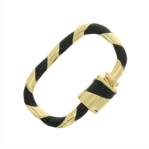 Cierre ovalado con resina 25x16 mm - Dorado - Negro x1