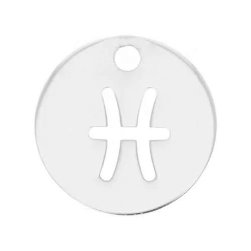 Dije redondo 10 mm - signo del zodiaco Poisson - de Plata 925x1