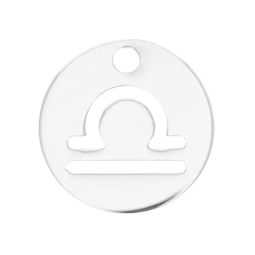 Dije redondo 10 mm - signo del zodiaco Balance - de Plata 925x1